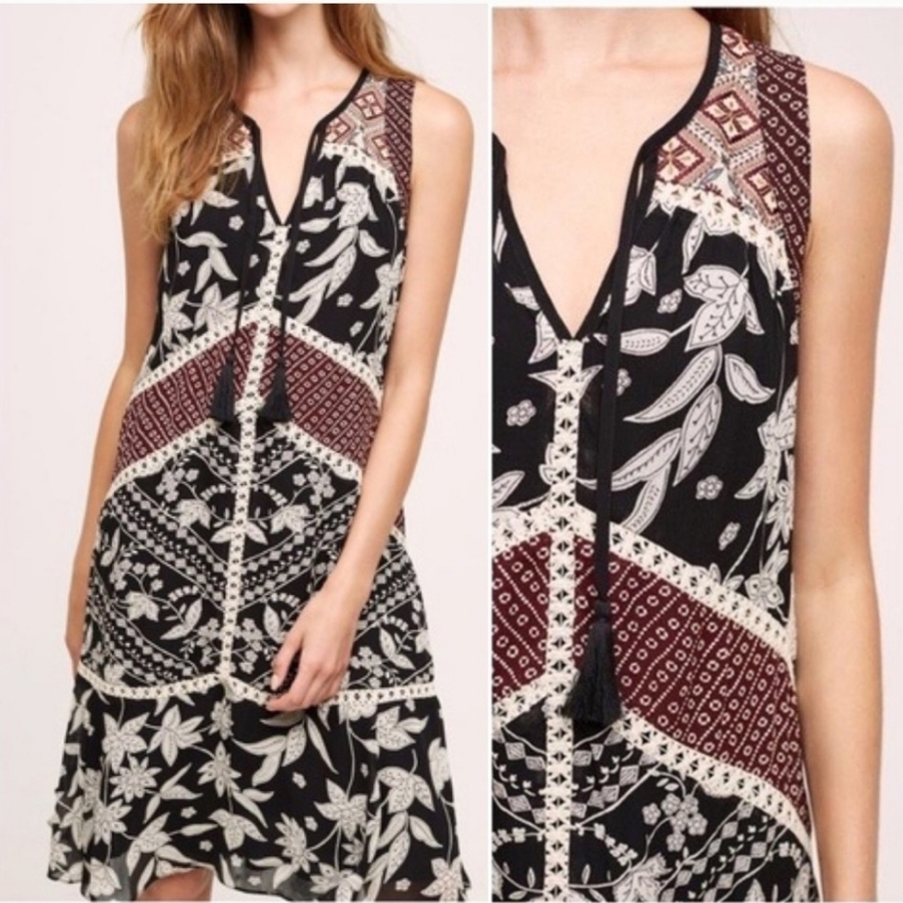 Anthropologie Floreat Grasslands Midi Dress Sleeveless Floral/Pattern, Size 6